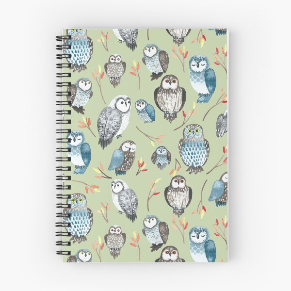 Item preview, Cute woodland owls pattern - green background designed and sold by Carrot Faery Art.