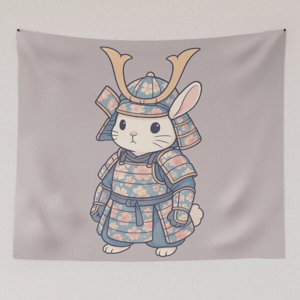 Item preview, Kawaii Samurai Bunny T-Shirt | Cute Warrior Bunny Floral Armor Tee designed and sold by KDesignCrafts.