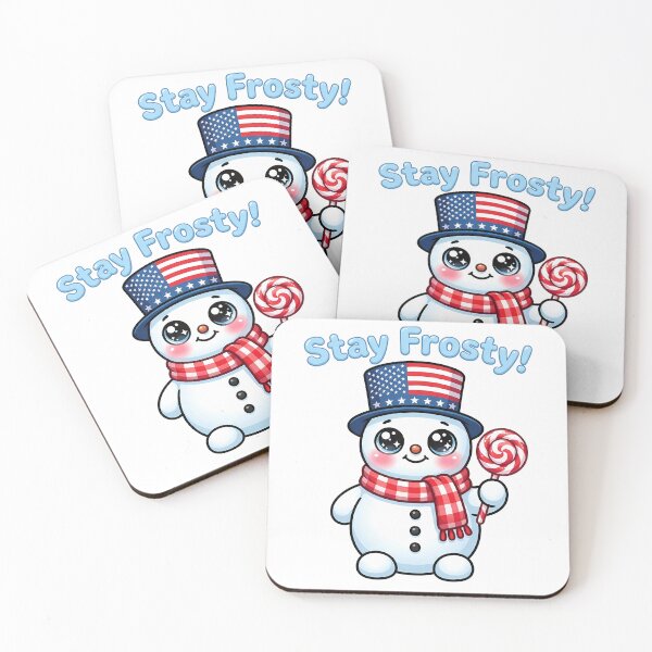 Item preview, Stay Frosty Kawaii Snowman | USA Flag Patriotic Winter Art designed and sold by novapixel25100.