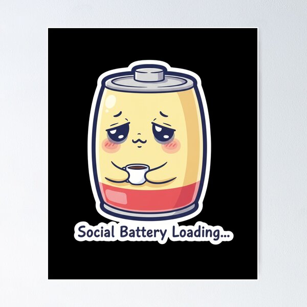 Item preview, Social Battery Loading – Funny Low Energy Humor Design designed and sold by JustCrafted.