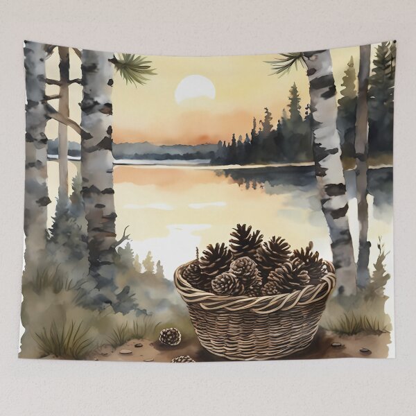 Item preview, Basket of Pine Cones designed and sold by CalmnessbyChoice.