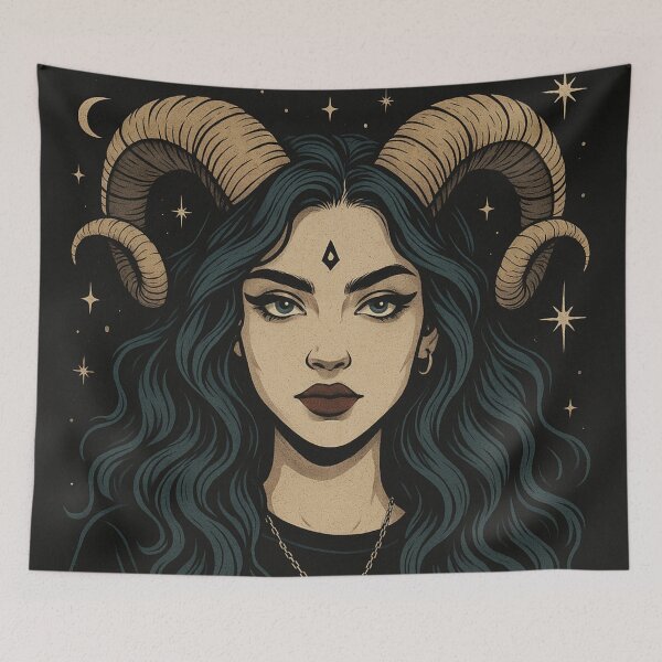 Item preview, ARIES – ARIES GIRL, Mystic Aries Girl – Aries Zodiac Sign Illustration designed and sold by MrsMimpi.