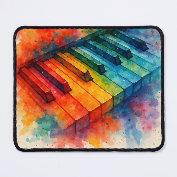 Item preview, Watercolor Piano Keys Closeup – Vibrant Reds and Blues Splash designed and sold by EmeraldMusic.
