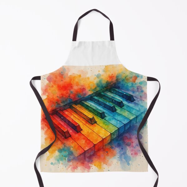 Item preview, Watercolor Piano Keys Closeup – Vibrant Reds and Blues Splash designed and sold by EmeraldMusic.