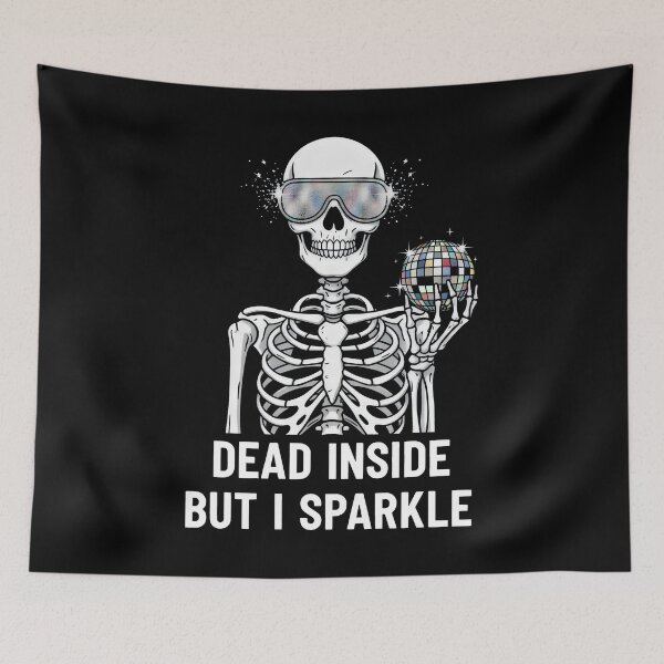 Item preview, Dead Inside But I Sparkle Skeleton Disco Ball Humor Design designed and sold by SplashTastic.