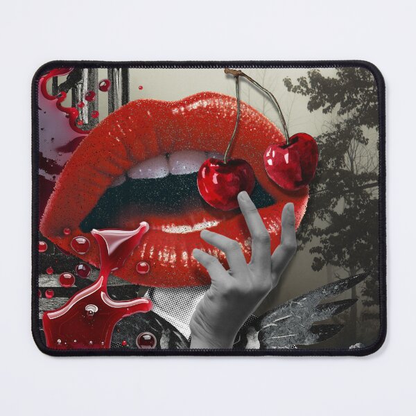 Item preview, Gothic Surreal Cherry Lips – Vampirecore Dark Aesthetic Art designed and sold by GlauciaSouEu.