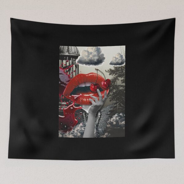 Item preview, Gothic Surreal Cherry Lips – Vampirecore Dark Aesthetic Art designed and sold by GlauciaSouEu.