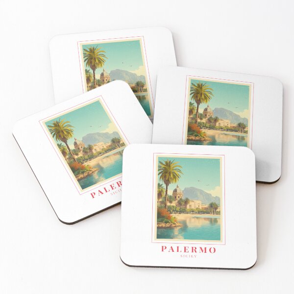 Item preview, Palermo Sicily Coastal City Illustration designed and sold by MapMyMiles.