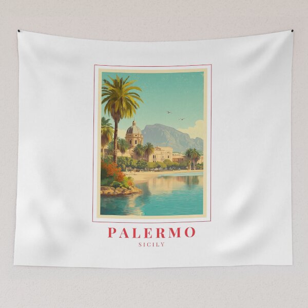 Item preview, Palermo Sicily Coastal City Illustration designed and sold by MapMyMiles.