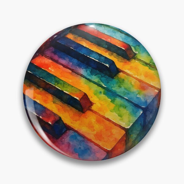 Item preview, Watercolor Piano Keys Closeup – Dark Splashy Orange Green and Blue designed and sold by EmeraldMusic.