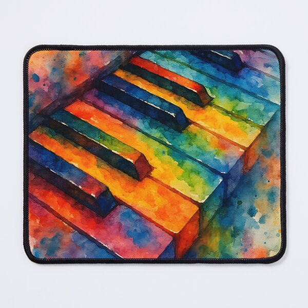 Item preview, Watercolor Piano Keys Closeup – Dark Splashy Orange Green and Blue designed and sold by EmeraldMusic.