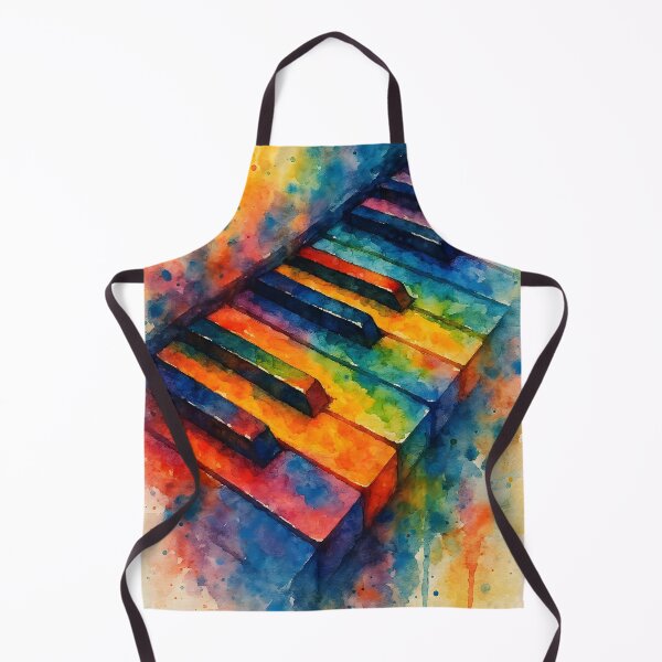 Item preview, Watercolor Piano Keys Closeup – Dark Splashy Orange Green and Blue designed and sold by EmeraldMusic.