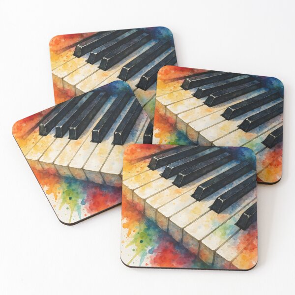 Item preview, Skewed Watercolor Piano Keys – Drippy Greens and Oranges designed and sold by EmeraldMusic.