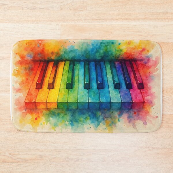 Item preview, Horizontal Watercolor Piano Keys – Rainbow Colors Closeup designed and sold by EmeraldMusic.