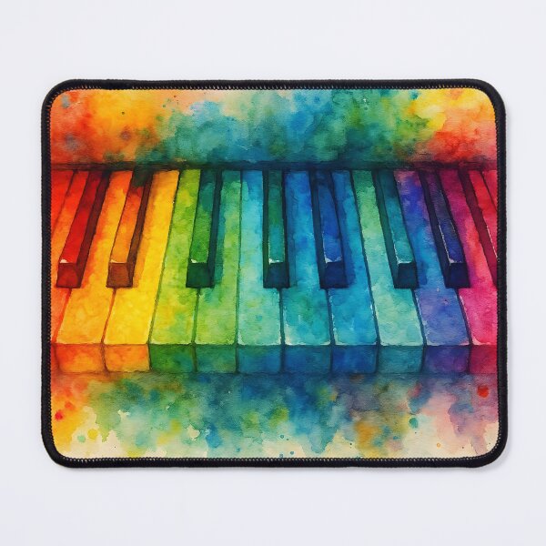 Item preview, Horizontal Watercolor Piano Keys – Rainbow Colors Closeup designed and sold by EmeraldMusic.