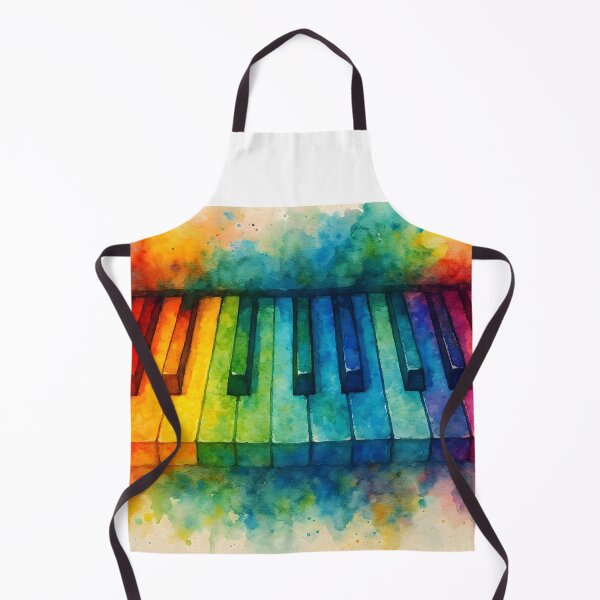 Item preview, Horizontal Watercolor Piano Keys – Rainbow Colors Closeup designed and sold by EmeraldMusic.