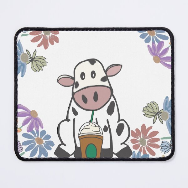 Item preview, Cow drinking coffee in a field of flowers designed and sold by TaraPen.