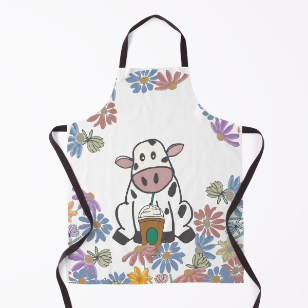 Item preview, Cow drinking coffee in a field of flowers designed and sold by TaraPen.