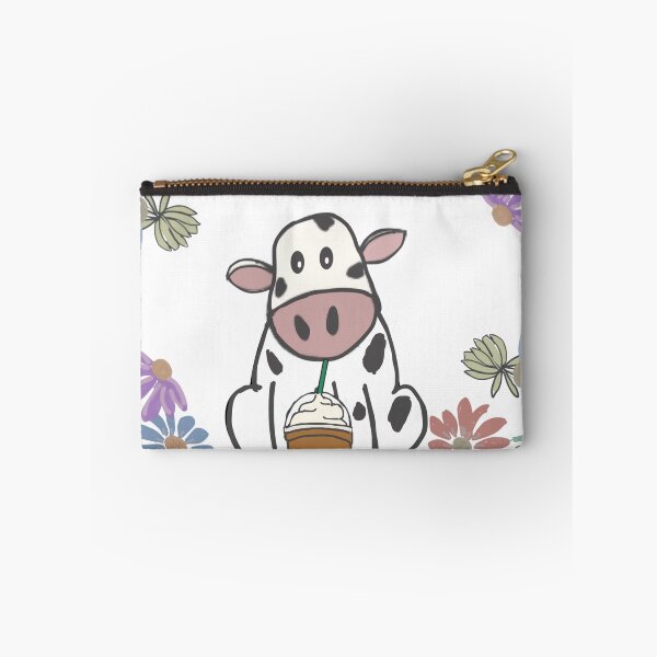 Item preview, Cow drinking coffee in a field of flowers designed and sold by TaraPen.