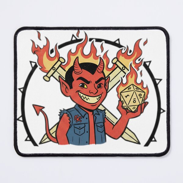 Item preview, Retro Cartoon Devil D20 Gamer Club Logo | Vintage 80s Hellfire Dice RPG Tee designed and sold by musabadam2013.