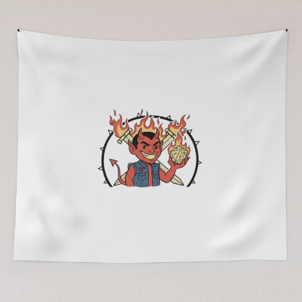 Item preview, Retro Cartoon Devil D20 Gamer Club Logo | Vintage 80s Hellfire Dice RPG Tee designed and sold by musabadam2013.