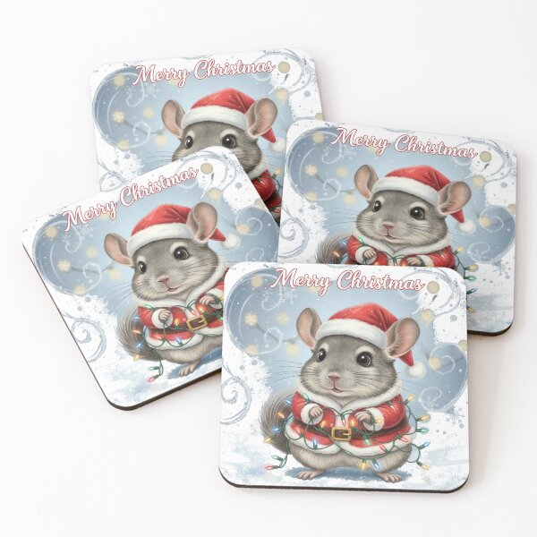 Item preview, Cute Chinchilla Christmas – Santa Outfit & Holiday Lights designed and sold by Fun-and-joy.