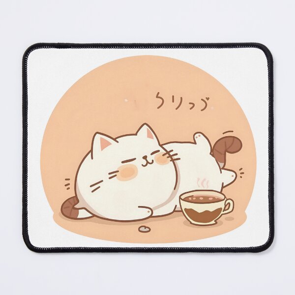 Item preview, Cat Stretching Beside Warm Coffee Cup – Cozy Café Art | Slow Day Friends Aesthetic designed and sold by SlowDayFriends.
