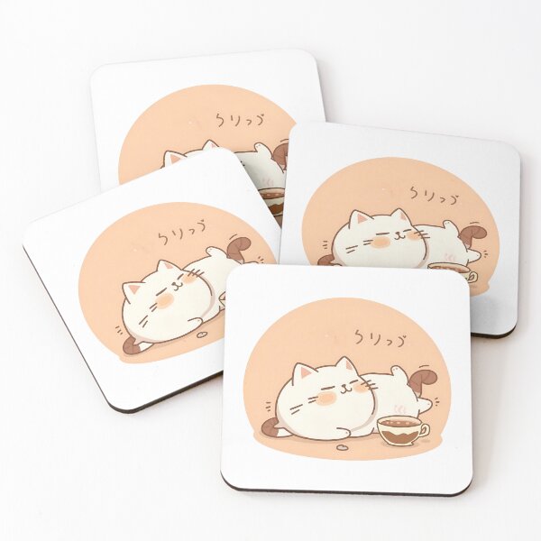 Item preview, Cat Stretching Beside Warm Coffee Cup – Cozy Café Art | Slow Day Friends Aesthetic designed and sold by SlowDayFriends.