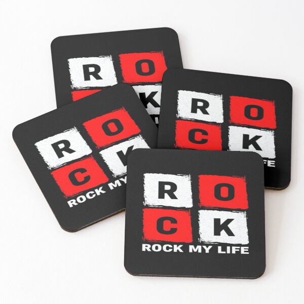 Item preview, ROCK MY LIFE – Bold Grunge Typography Art with Red, White & Black Grid Design designed and sold by Bright Nest Studio.