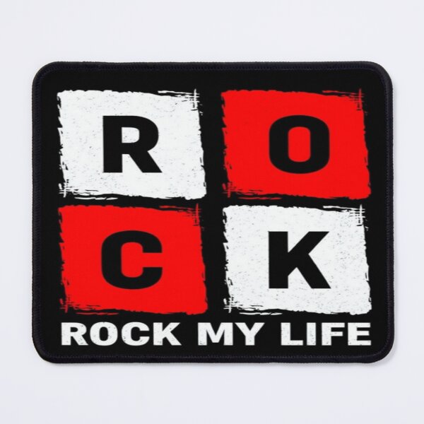 Item preview, ROCK MY LIFE – Bold Grunge Typography Art with Red, White & Black Grid Design designed and sold by Bright Nest Studio.