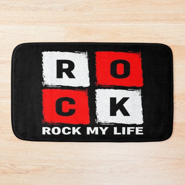 Item preview, ROCK MY LIFE – Bold Grunge Typography Art with Red, White & Black Grid Design designed and sold by Bright Nest Studio.
