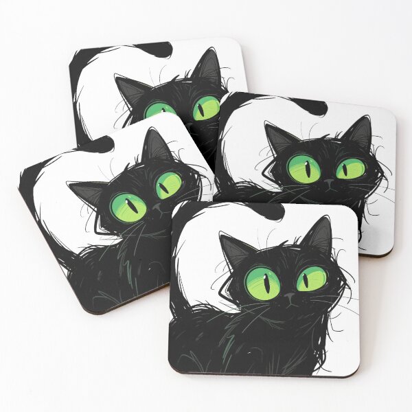 Item preview, Mystical Black Cat with Glowing Green Eyes Art designed and sold by wangkyxing.