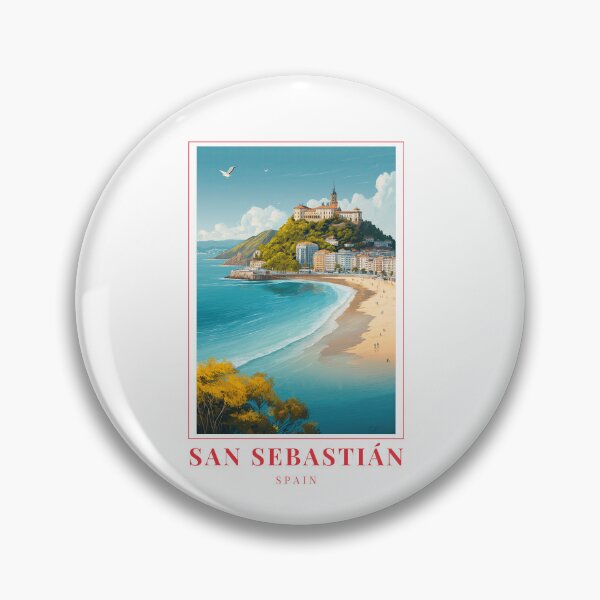 Artikelvorschau, San Sebastián Spanien La Concha Strand Illustration entworfen und verkauft von MapMyMiles.