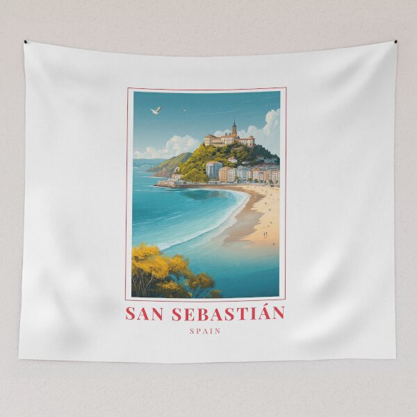 Item preview, San Sebastián Spain La Concha Beach Illustration designed and sold by MapMyMiles.