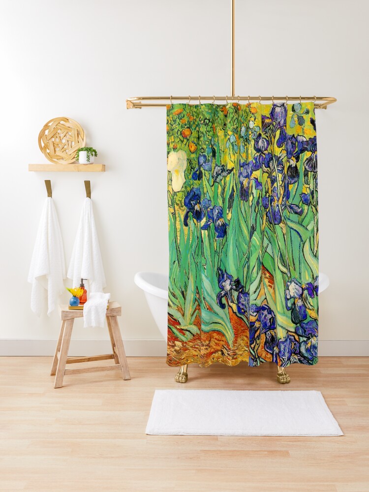 "Vincent Van Gogh Purple Irises at St. Remy" Shower Curtain for Sale by