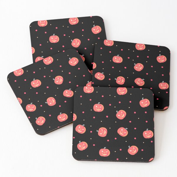 Item preview, Halloween Pumpkin Pattern – Cute Jack-o’-Lantern Seamless Design on Black designed and sold by DreamPixelPrint.