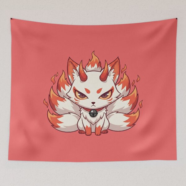 Item preview, Kitsune Fox Demon - Nine-Tailed Fire Spirit Kawaii Art designed and sold by AwesomeBeyondLimits.