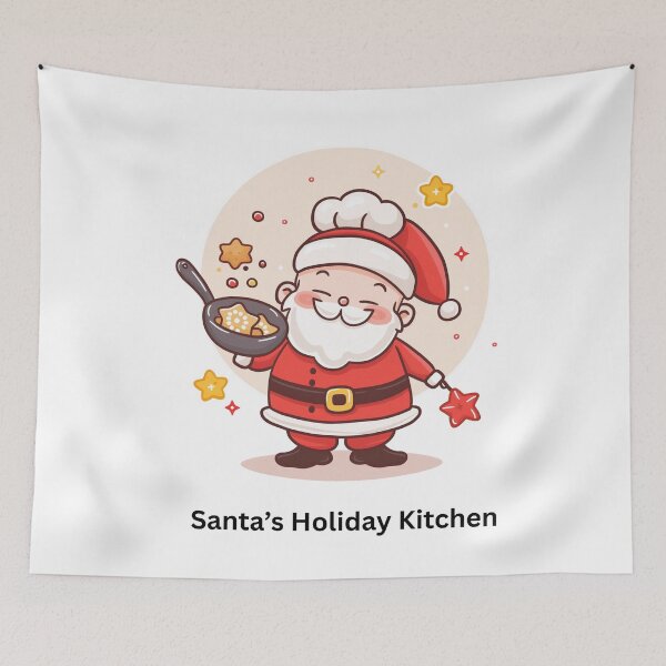 Item preview, Santa's Holiday Kitchen – Vintage Christmas Chef Illustration designed and sold by LWDesignLab.