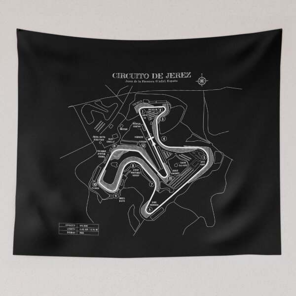 Item preview, Circuito de Jerez (White Stencil-No Background) designed and sold by BGALAXY.