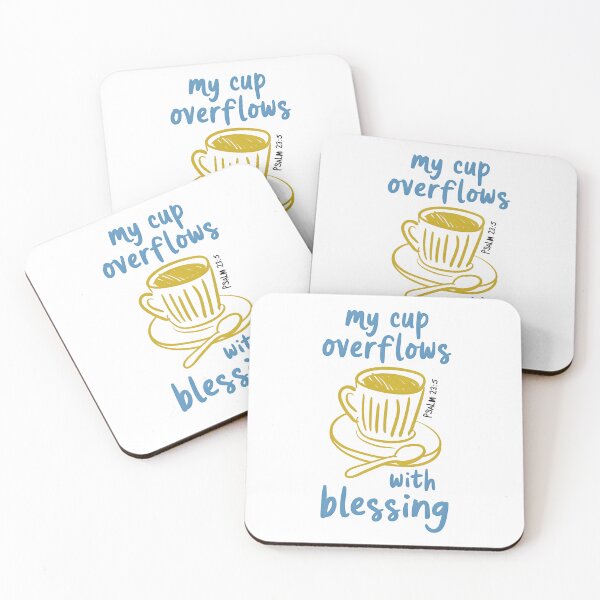 Item preview, My Cup Overflows with Blessing – Psalm 23:5 Hand-Drawn Christian Illustration designed and sold by Snifferius.