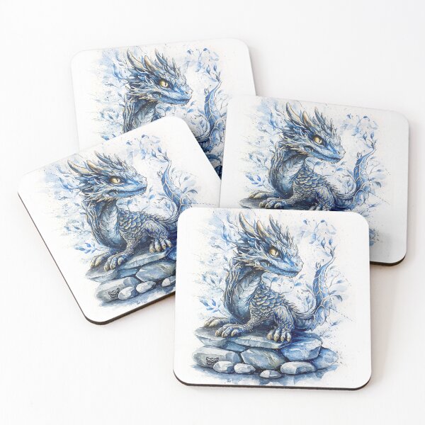 Item preview, "Sapphire Dragonling" - Watercolor Painting designed and sold by Kostart.