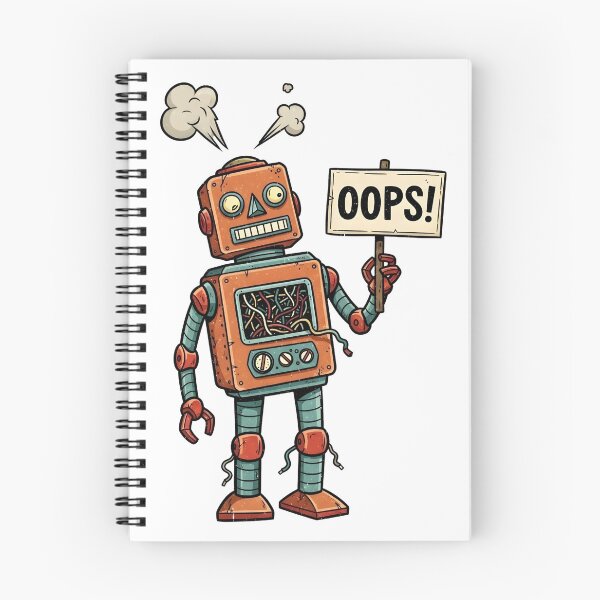 Item preview, OOPS! Defective Retro Robot - Funny Broken Misfit Toy designed and sold by julimarks.