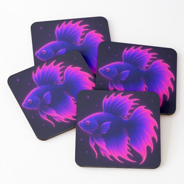 Item preview, Neon Betta Fish – Glowing Cyber Vaporwave Art designed and sold by GolabMagic.