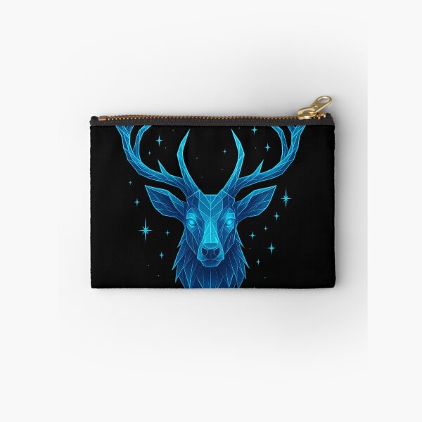 Item preview, Neon Geometric Deer Head | Crystal Blue Stag | Glowing Animal Design designed and sold by GoldenDreamGallery.