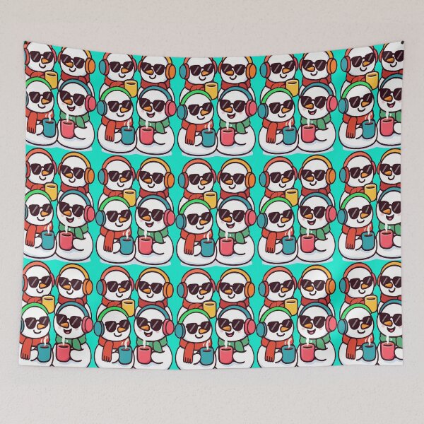 Item preview, Cyber Snowmen with tea mugs are the perfect print for a festive T-shirt  designed and sold by Felia001.