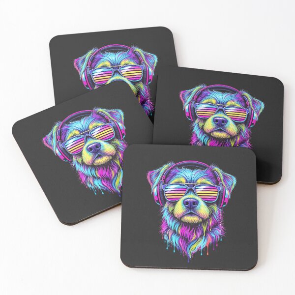 Item preview, Neon Dog – Funky DJ Pup | Cute Glow Dog With Shutter Shades Design designed and sold by ColorSplash123.