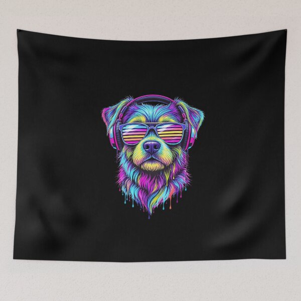 Item preview, Neon Dog – Funky DJ Pup | Cute Glow Dog With Shutter Shades Design designed and sold by ColorSplash123.