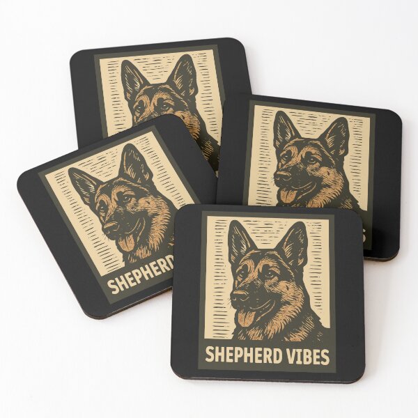 Item preview, Shepherd Vibes - Vintage German Shepherd Dog Artwork - Rustic Canine Illustration | Shepherd Vibes Retro Design designed and sold by BrainBubbleArt.