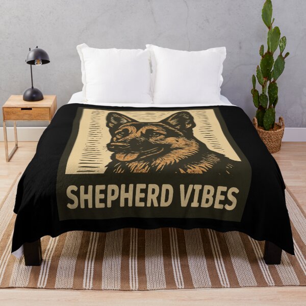 Item preview, Shepherd Vibes - Vintage German Shepherd Dog Artwork - Rustic Canine Illustration | Shepherd Vibes Retro Design designed and sold by BrainBubbleArt.