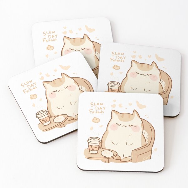 Item preview, Cat leaning on cushion chair half-asleep – Cute Chubby Mascot in Cozy Café | Soft Pastel, Slow Day Friends Aesthetic designed and sold by SlowDayFriends.
